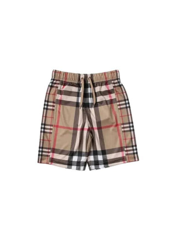 Kids Vintage Check Mesh Shorts Beige - BURBERRY - BALAAN 1