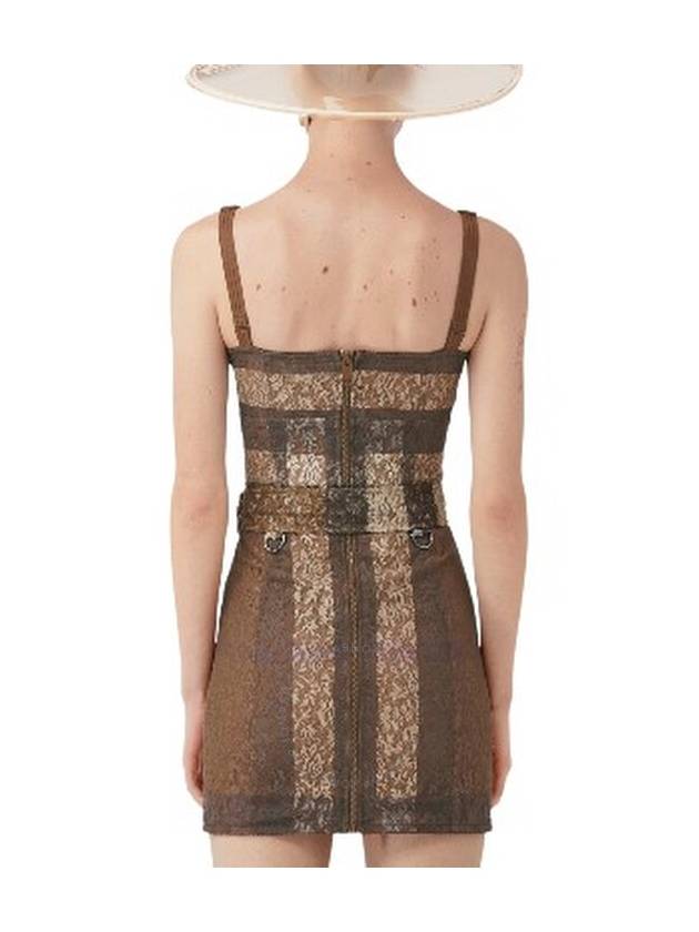 Burberry Belted Corset Check Lace Mini Dress Brand Size 10 US Size 8 - BURBERRY - BALAAN 2