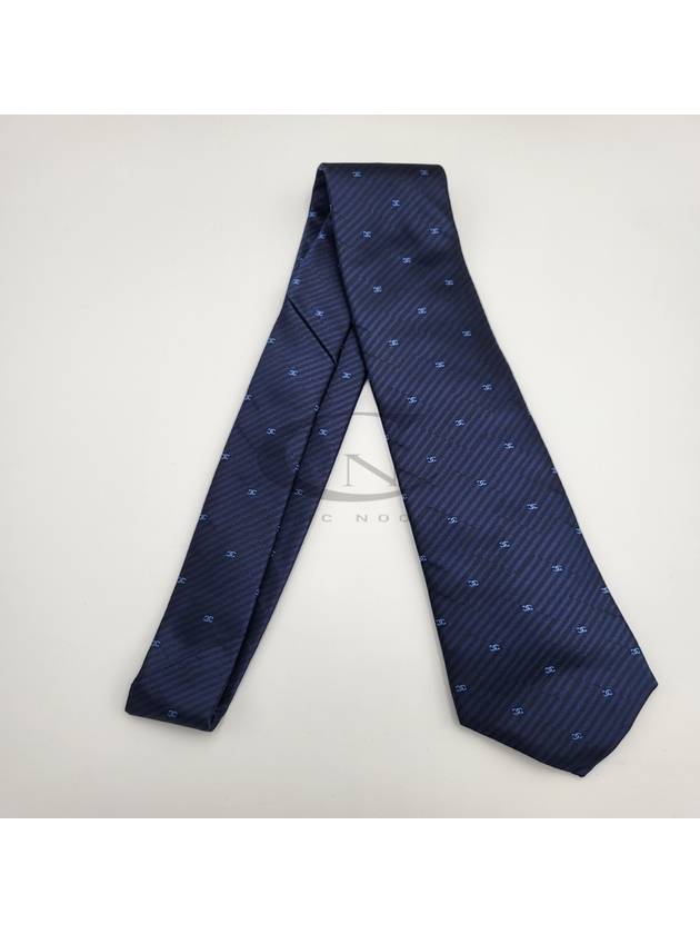 Men s tie silk CC logo navy AAA053 - CHANEL - BALAAN 10