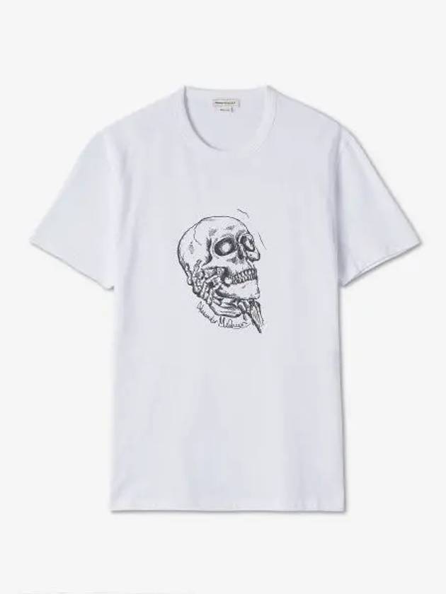 Skull Print Short Sleeve T-Shirt White - ALEXANDER MCQUEEN - BALAAN 2