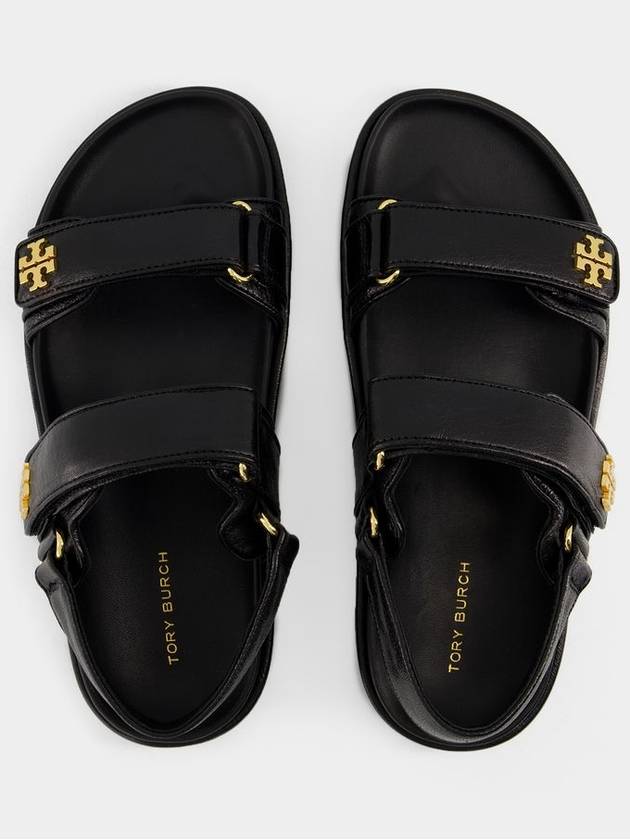 Kira Sports Logo Leather Sandals Black - TORY BURCH - BALAAN 5