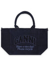 Easy Shopper Small Denim Tote Bag Navy - GANNI - BALAAN 3