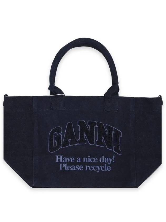 Easy Shopper Small Denim Tote Bag Navy - GANNI - BALAAN 2