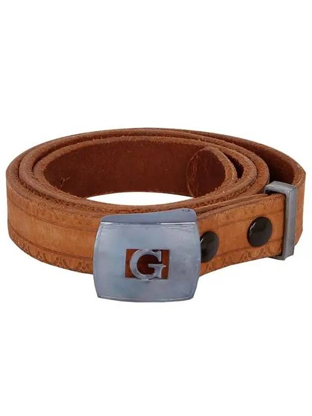 Vintage G Logo Buckle Leather Belt Brown - GOLDEN GOOSE - BALAAN 2