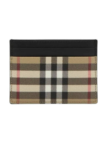 Men's Check Vintage Card Wallet Beige A7026 - BURBERRY - BALAAN 1