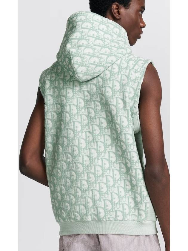 Oblique Motif Terry Fabric Sleeveless Hoodie Green - DIOR - BALAAN 3