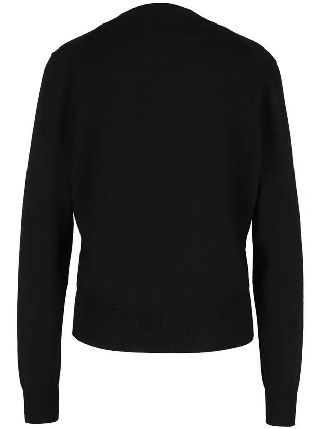 Heart Logo Crew Neck Merino Wool Knit Top Black - AMI - BALAAN 4