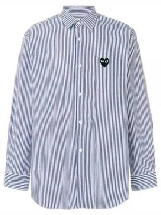 AZ B018 051 1 P1B018 AX Black Heart Waffen Striped Shirt 670705 - COMME DES GARCONS - BALAAN 1