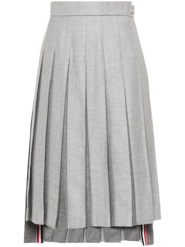 Wool Pleated Midi Pleated Skirt Grey - THOM BROWNE - BALAAN 1