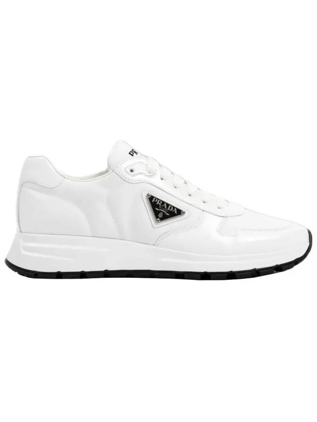 Prax 01 Re-Nylon Brushed Leather Low-Top Sneakers White - PRADA - BALAAN 3