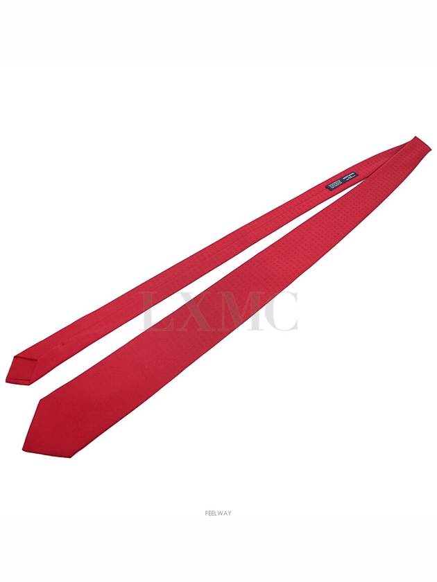 H logo tie cardinal red color men s Faconnee twill - HERMES - BALAAN 4