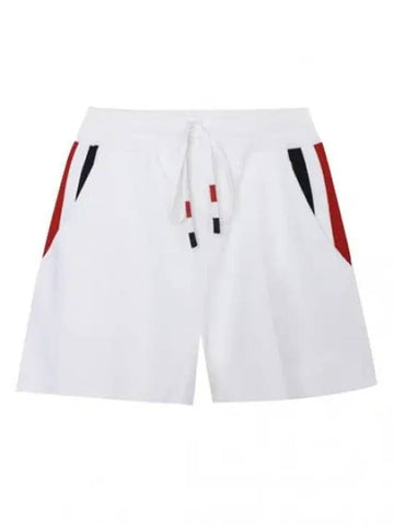 Side Intarsia RWB Trimmed Viscose Short Pants Women s Shorts - THOM BROWNE - BALAAN 1