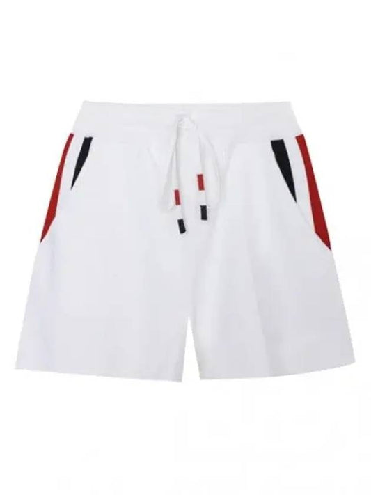 Side Intarsia RWB Trimmed Viscose Short Pants Women s Shorts - THOM BROWNE - BALAAN 1