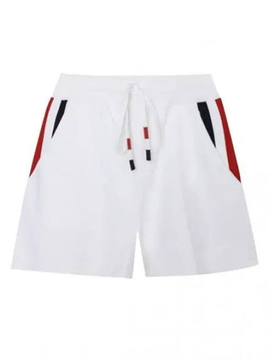 Side Intarsia RWB Trimmed Viscose Short Pants Shorts - THOM BROWNE - BALAAN 1