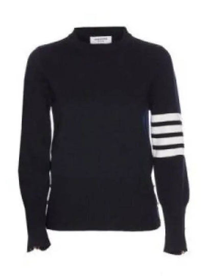 4-Bar Milano Stitch Crew Neck Knit Top Navy - THOM BROWNE - BALAAN 2