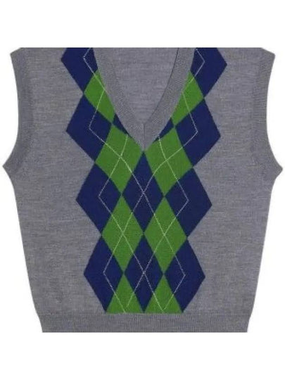 Argyle Jacquard Knit Vest Grey - AMI - BALAAN 2