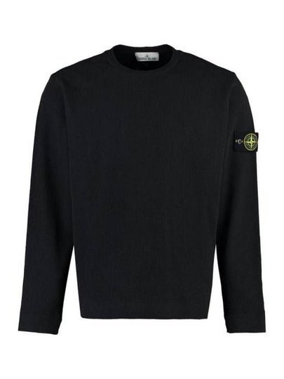 Men's Wappen Patch Crewneck Knit Sweatshirt Black - STONE ISLAND - BALAAN 2