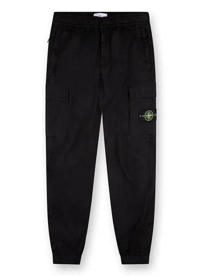 Stretch Cotton Tela Paracadute Straight Pants Black - STONE ISLAND - BALAAN 2