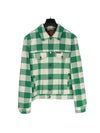 Men's Check Quilted Jacket Green - PALM ANGELS - BALAAN 2