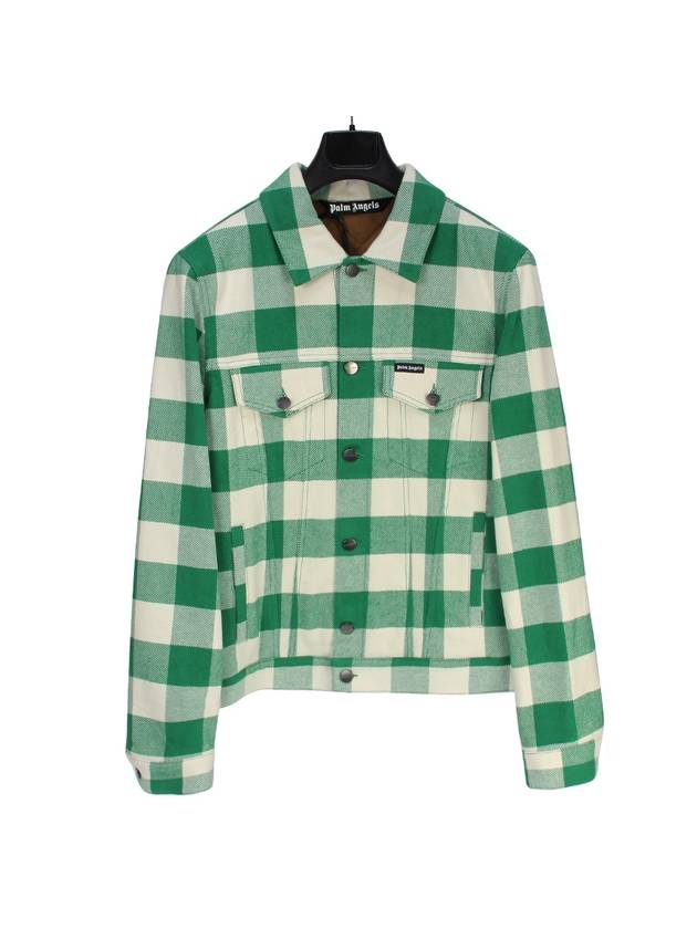 Men's Check Quilted Jacket Green - PALM ANGELS - BALAAN 1