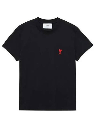 Small Heart Logo Short Sleeve T-Shirt Black - AMI - BALAAN 2