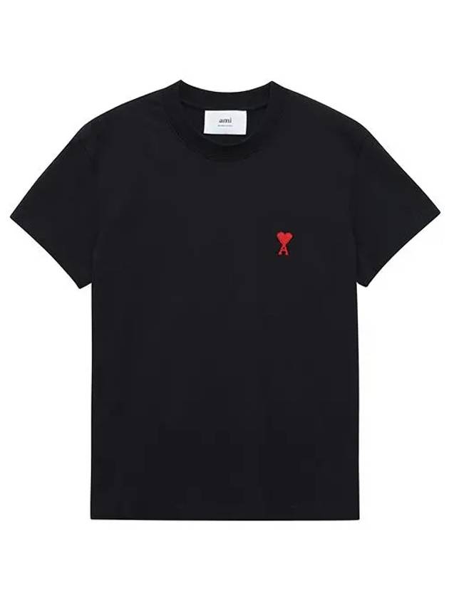 Small Heart Logo Short Sleeve T-Shirt Black - AMI - BALAAN 3