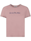 Blurred Logo Cotton Short Sleeve T-Shirt Pink - ACNE STUDIOS - BALAAN 1