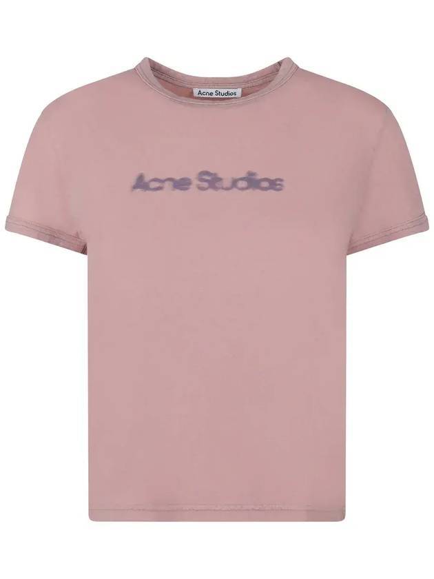 Blurred Logo Cotton Short Sleeve T-Shirt Pink - ACNE STUDIOS - BALAAN 1