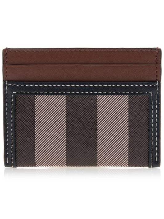 Check Two-Tone Leather Card Wallet Dark Birch Brown - BURBERRY - BALAAN 1