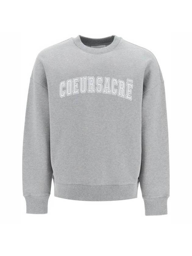 Sacre Crew Lettering Cotton Sweatshirt Grey - AMI - BALAAN 1