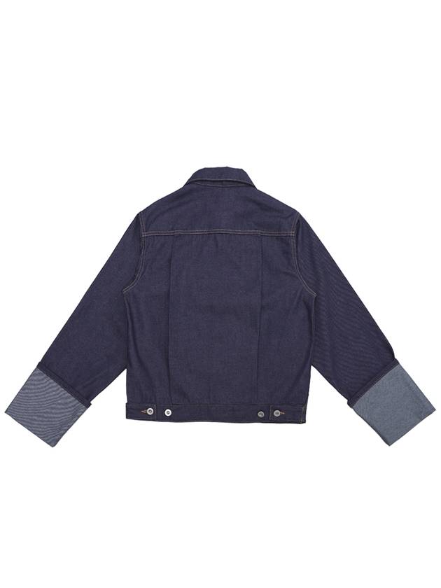 Women's Non-fade Roll-up Denim Jacket Blue - MOTH - BALAAN 4