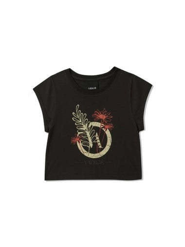 VA Botanical Cap Sleeve T-Shirt Black - VAEKCIE - BALAAN 1