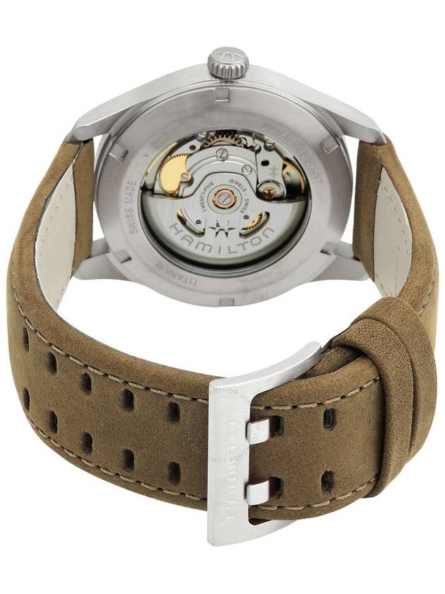 H70205860 Khaki Field Titanium Men's Leather Watch - HAMILTON - BALAAN 4