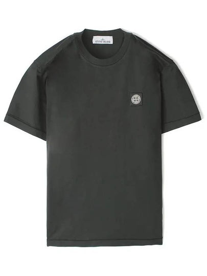 Logo Patch Short Sleeve T-Shirt Charcoal - STONE ISLAND - BALAAN 2