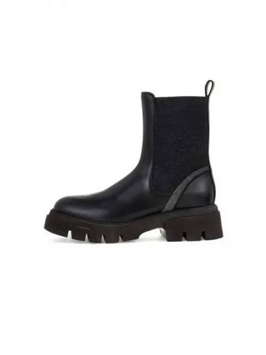 Women s Monili Line Leather Boots Black 270843 - BRUNELLO CUCINELLI - BALAAN 1