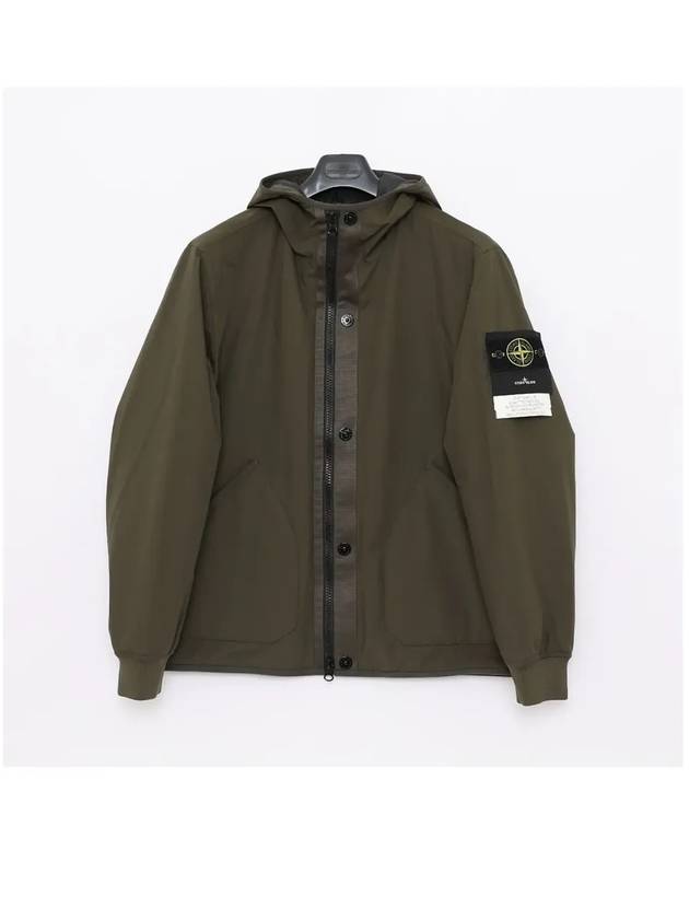 Soft Shell-R E.Dye Pure Insulation Technology Recycled Polyester Primaloft Hooded Jacket Olive Green - STONE ISLAND - BALAAN 3