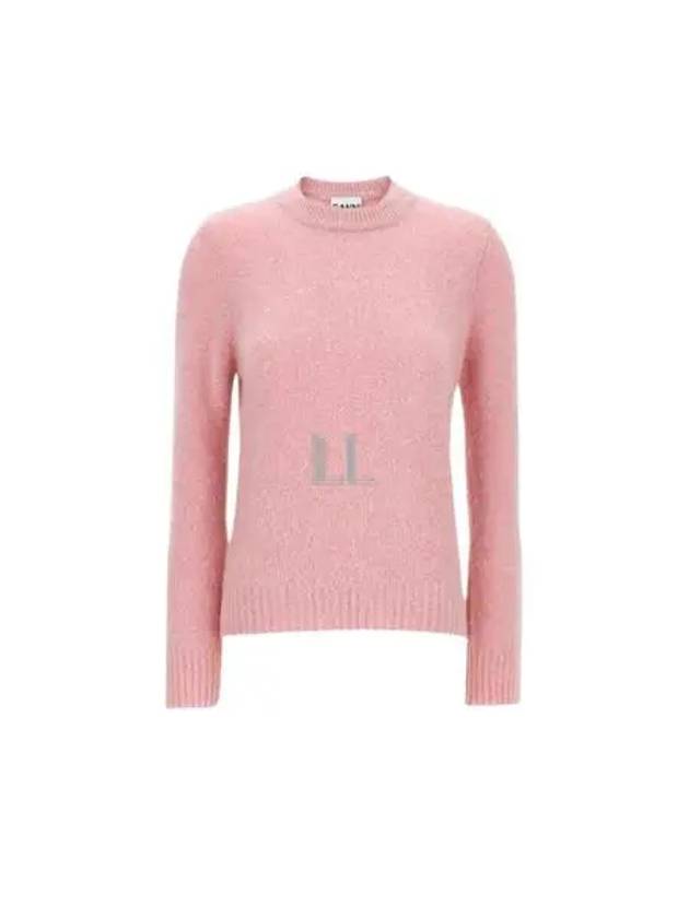 Brush Alpaca O Neck Knit Top Pink - GANNI - BALAAN 2