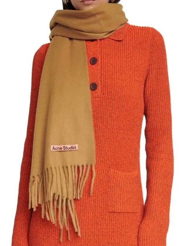 Logo Fringe Cashmere Muffler Caramel Brown - ACNE STUDIOS - BALAAN 9