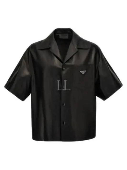 Men's Nappa Leather Short Sleeve Shirt Black - PRADA - BALAAN 2