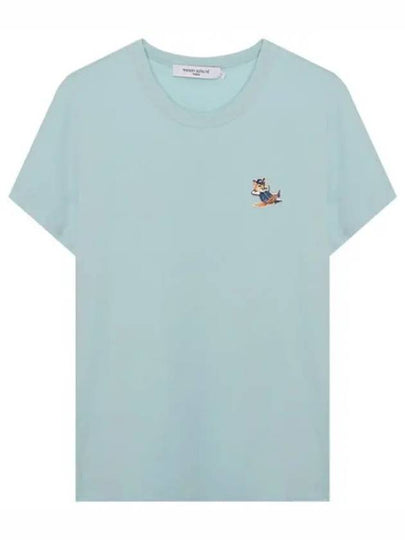 Dressed Fox Patch Short Sleeve T-Shirt Blue - MAISON KITSUNE - BALAAN 2