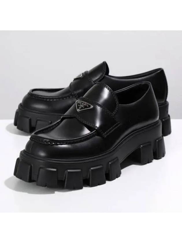 Monolith Brushed Leather Loafers Black - PRADA - BALAAN 2