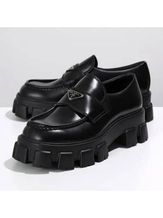 Monolith Brushed Leather Loafers Black - PRADA - BALAAN 2