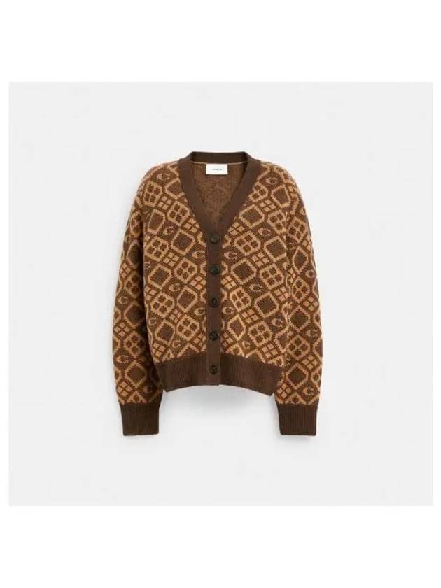 Signature pattern cardigan CX130 BRN - COACH - BALAAN 1