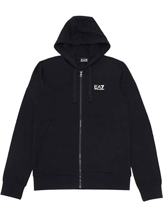 EA7 Men's Small Logo Hoodie Jacket Black - EMPORIO ARMANI - BALAAN.