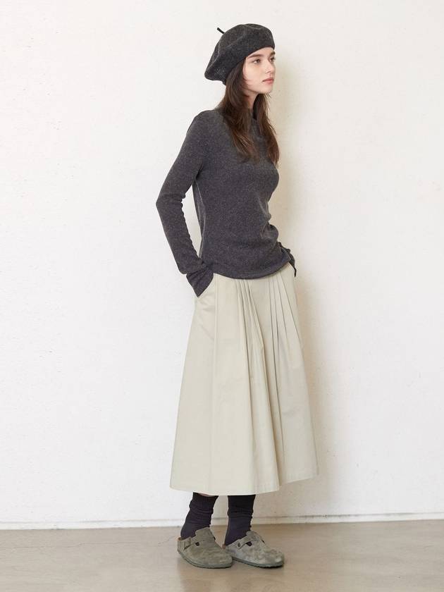 8 Tuck Cotton A-Line Skirt Pale Khaki - JUN BY JUN K - BALAAN 4