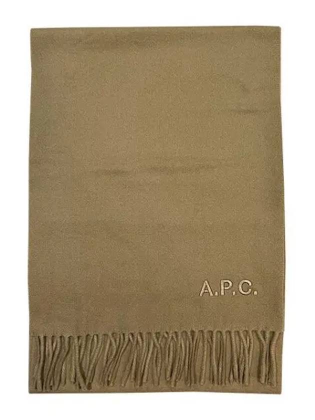 Logo embroidered fringe wool scarf muffler 39821754 270137 1100541 - A.P.C. - BALAAN 1