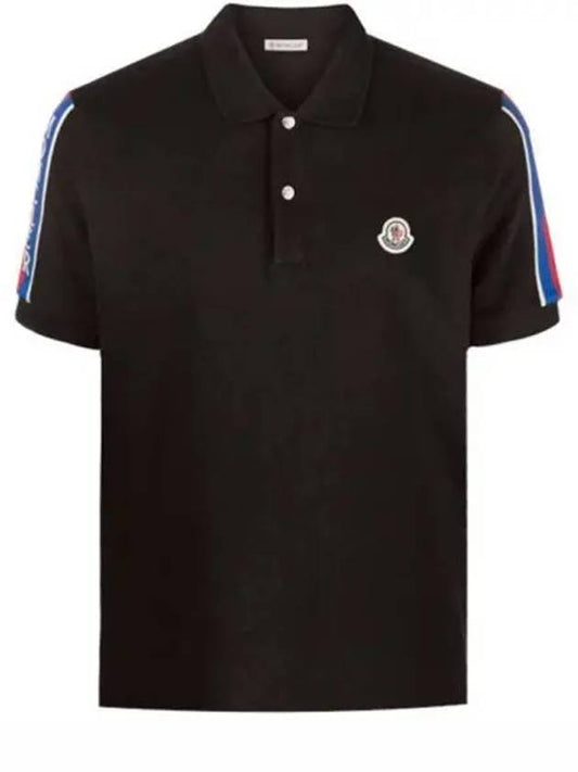 8A00020 899UR 999 Logo Patch Polo T shirt Black Men s TJ 271594 - MONCLER - BALAAN 1