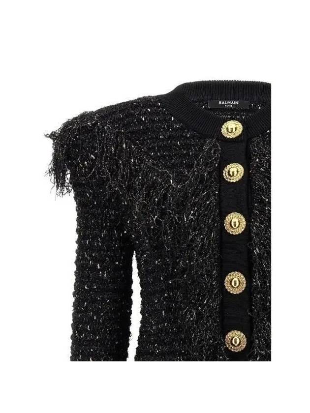 Gold Button Glitter Fringe Tweed Jacket CF1KL141KF46EAD - BALMAIN - BALAAN 3