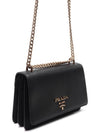 Saffiano Pocono Chain Shoulder Bag Black Gold - PRADA - BALAAN 4