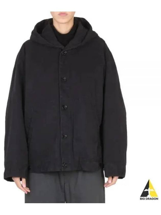 Oversized Hooded Jacket Black - LEMAIRE - BALAAN 2